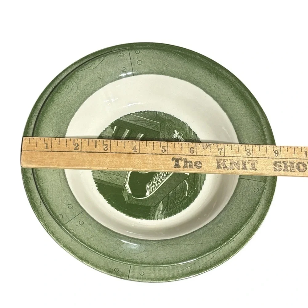 2~Vintage 1950s Green Colonial Homestead by Royal Ironstone China Serving Bowls